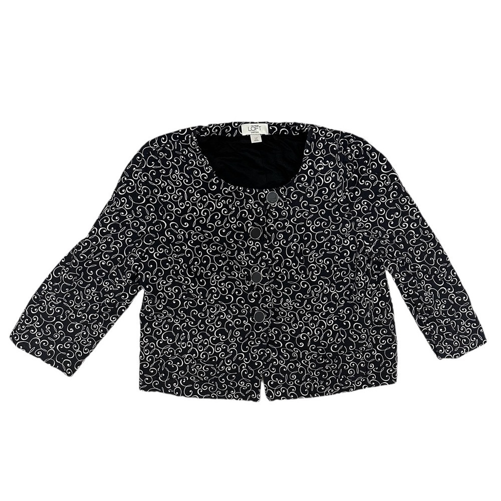 Ann Taylor Loft Button-Down Jacket Size 12 Petites Black and White